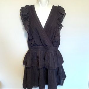Lulu’s black v-neck ruffle mini dress